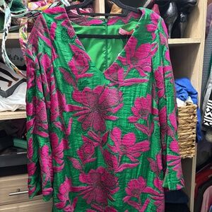 Eva Franco Emerald and Fuschia Cape Dress